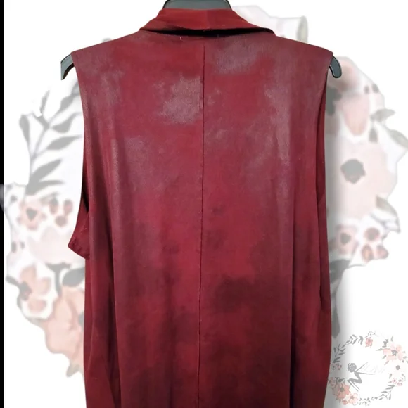 Oliver Faux Suede Draped Women's Maroon Vest XL - Picture 7 of 7